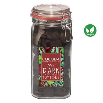 70% Dark Chocolate Buttons in Giant Jar