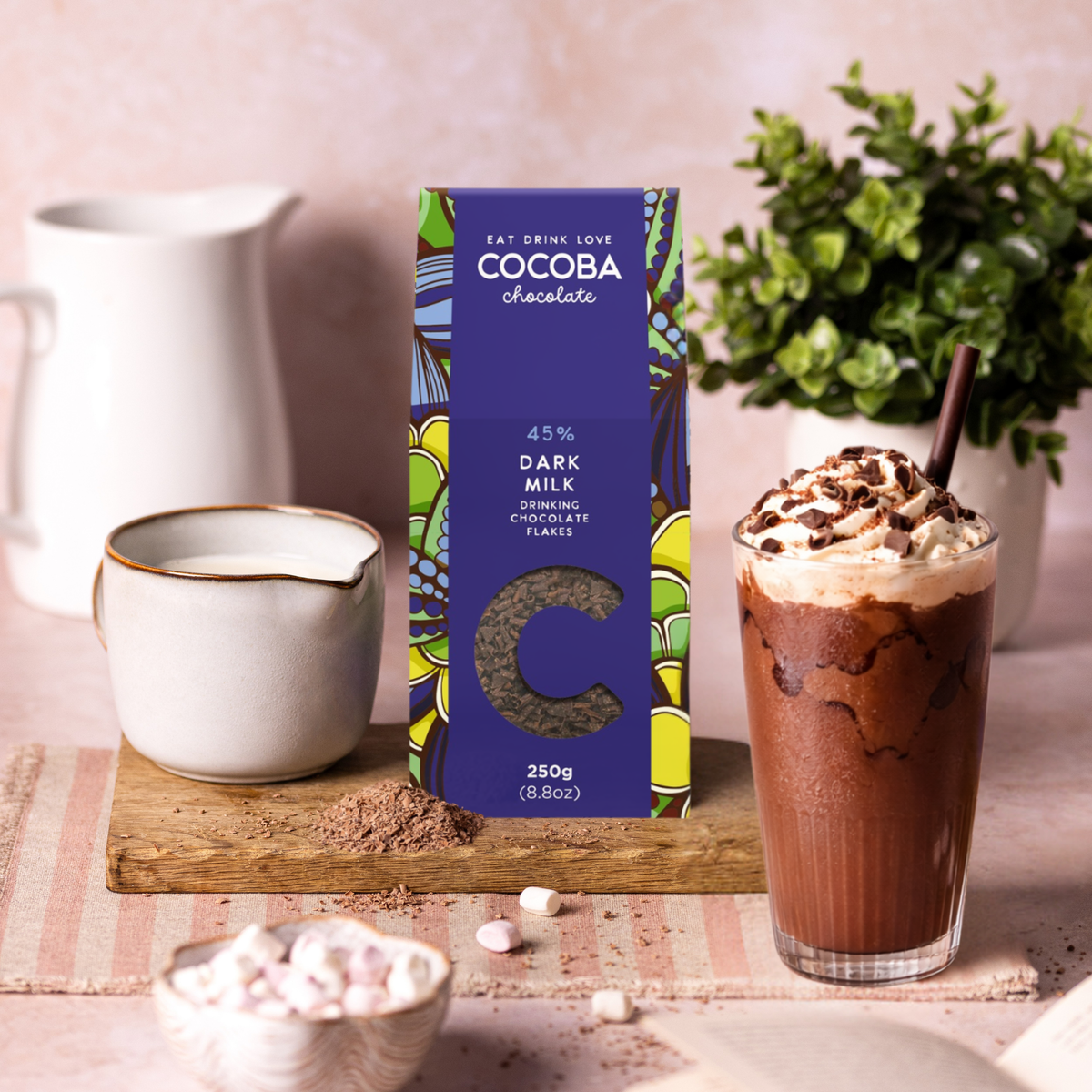 45% Dark Milk Chocolate Drinking Flakes Iced Chocolate 