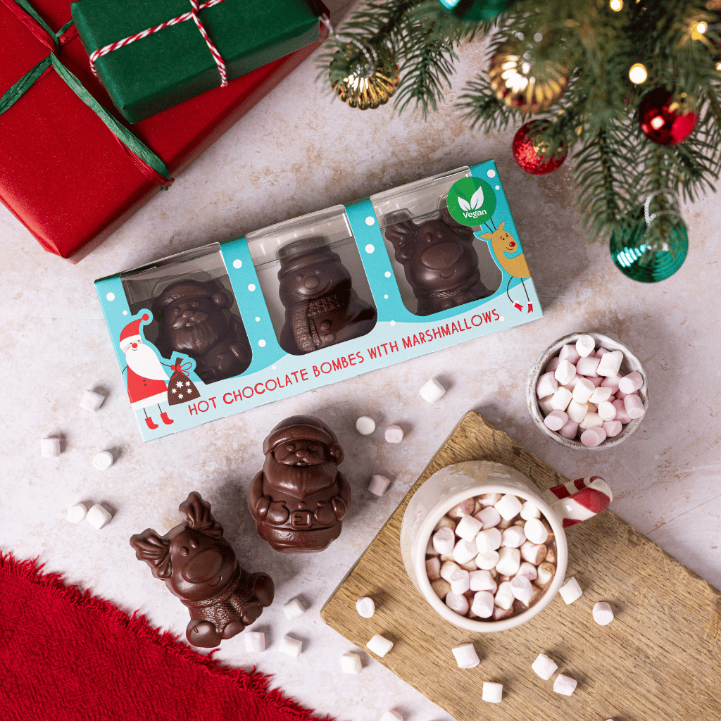 Vegan Christmas Character Hot Chocolate Bombe with Mini