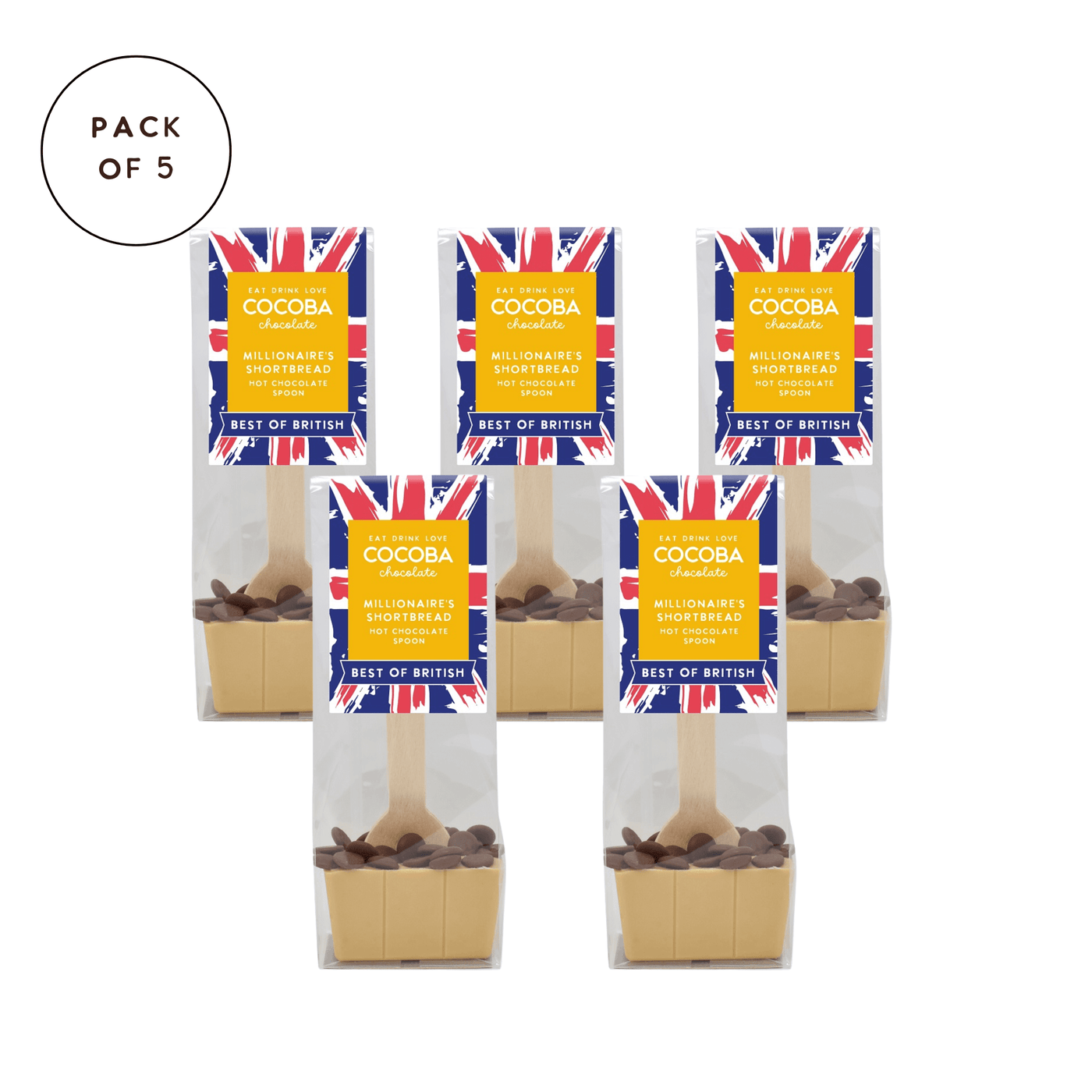 Best of British Millionaire's Shortbread Hot Chocolate Spoon Multipack (5 spoons)