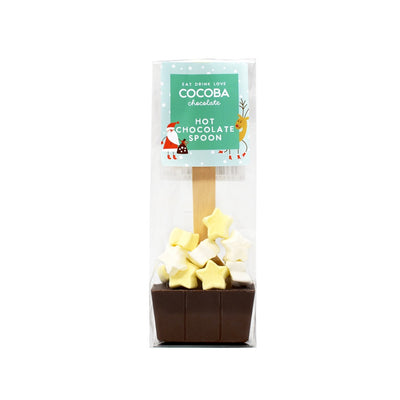Hot chocolate spoon with star-shaped mini-marshmallows Christmas packaging