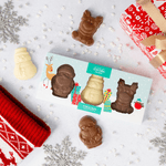 Christmas Chocolate Bites on Christmas background 