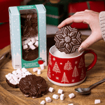 Hot Chocolate Snowflake Melts with Marshmallows bring dropped in to a Christmas Mug