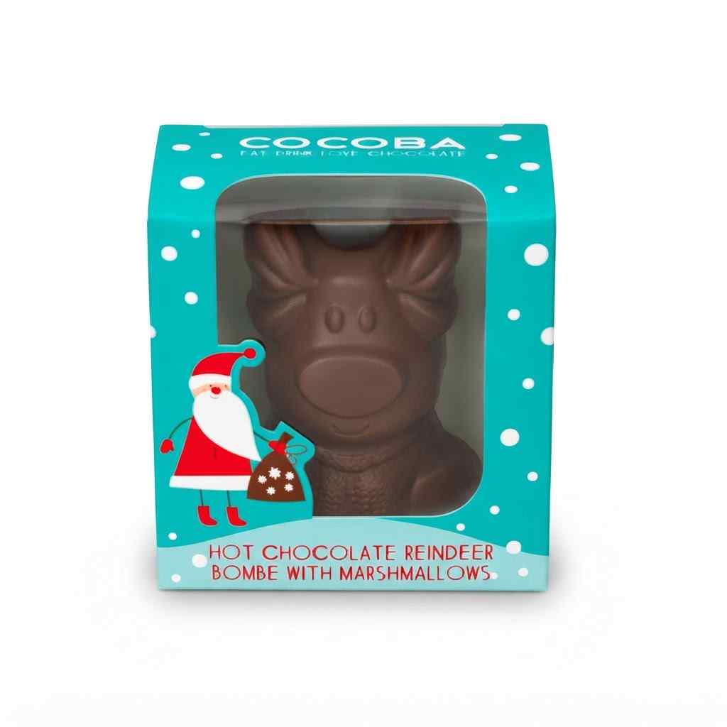 Christmas Reindeer Hot Chocolate Bombe with Mini Marshmallows Wrapped (single)