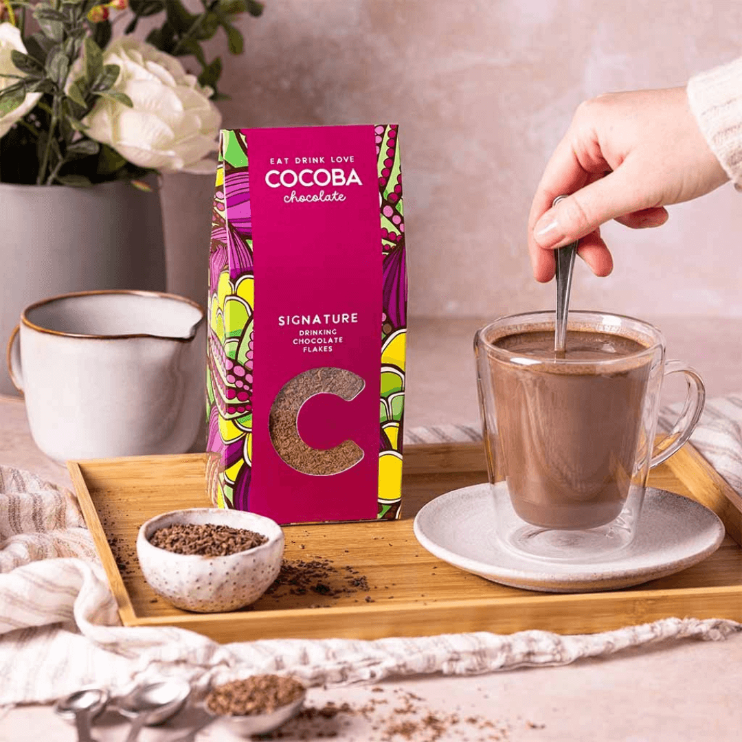 Signature Drinking Chocolate Flakes and a hot chocolate. 