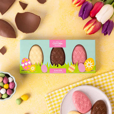 White, Milk and Pink Strawberry Chocolate Eggs