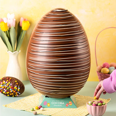 Giant 4kg Milk Chocolate Easter Egg with Milk, Dark and White Chocolate Drizzle