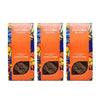 Three boxes of Cocoba milk chocolate covered honeycomb on a white background