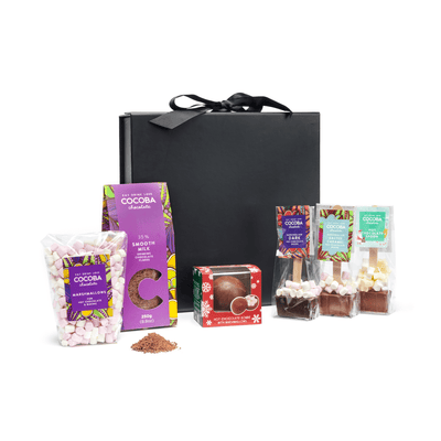 Hot Chocolate Collection Gift Set with a black gift box. 