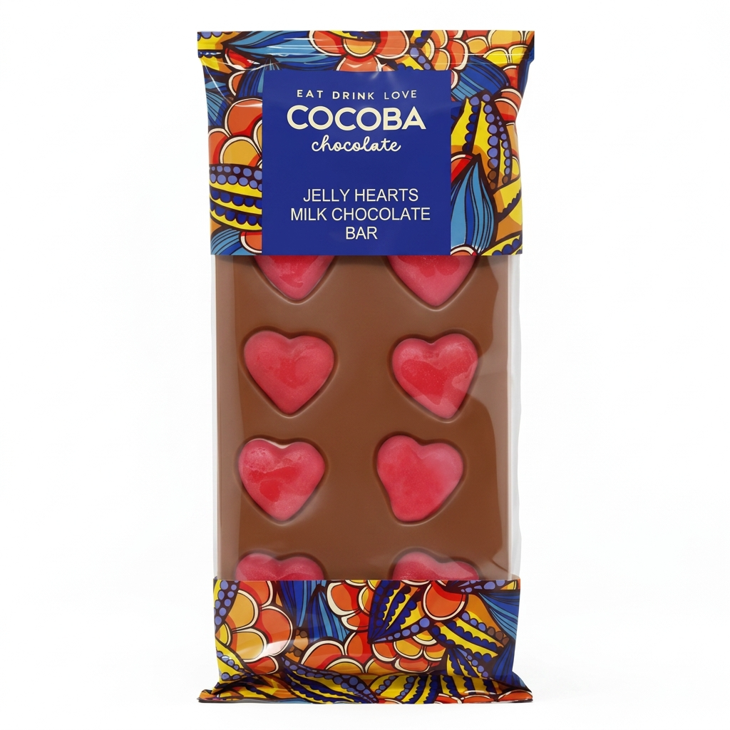 Cocoba Jelly Hearts Milk Chocolate Bar