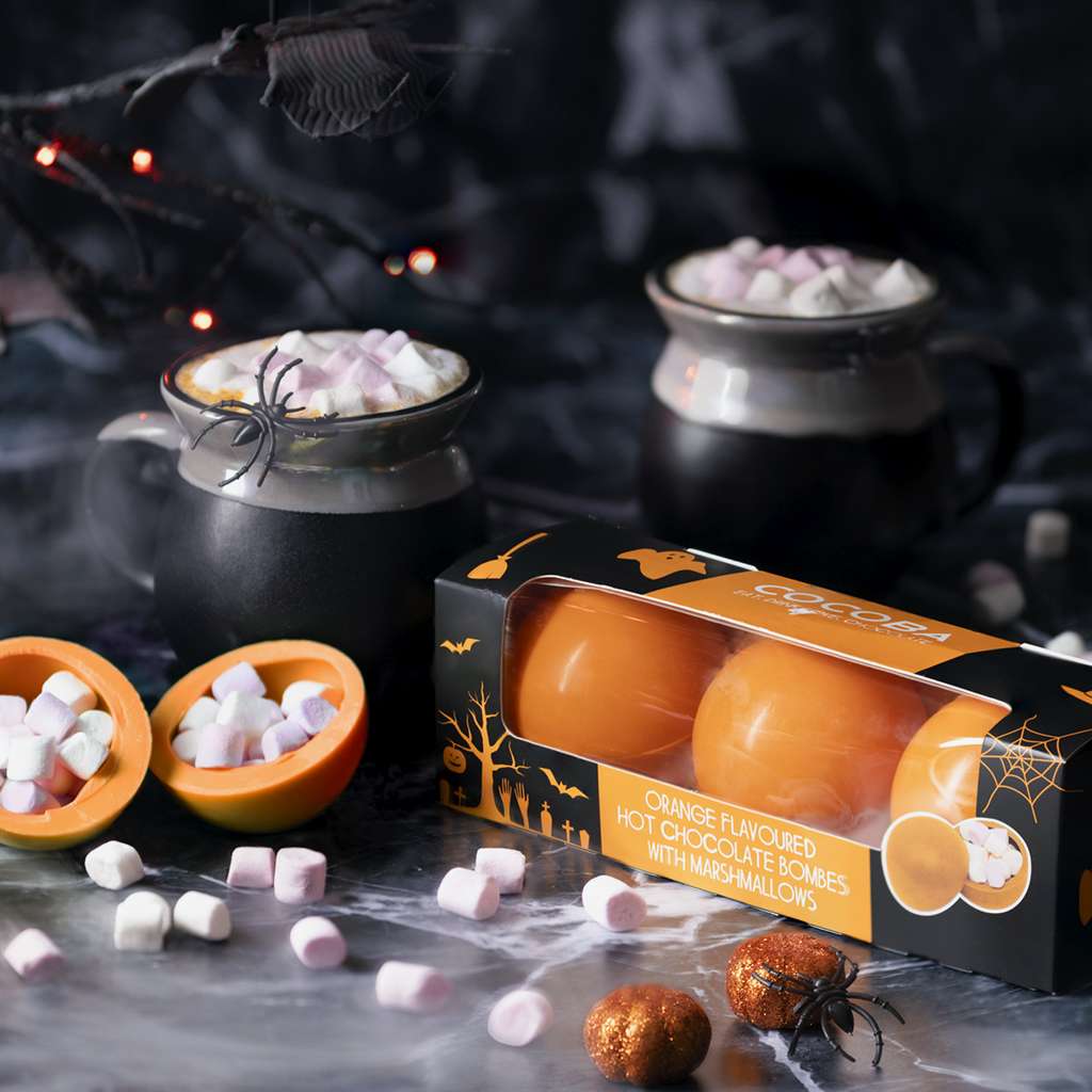 Orange Hot Chocolate Bombs for Halloween