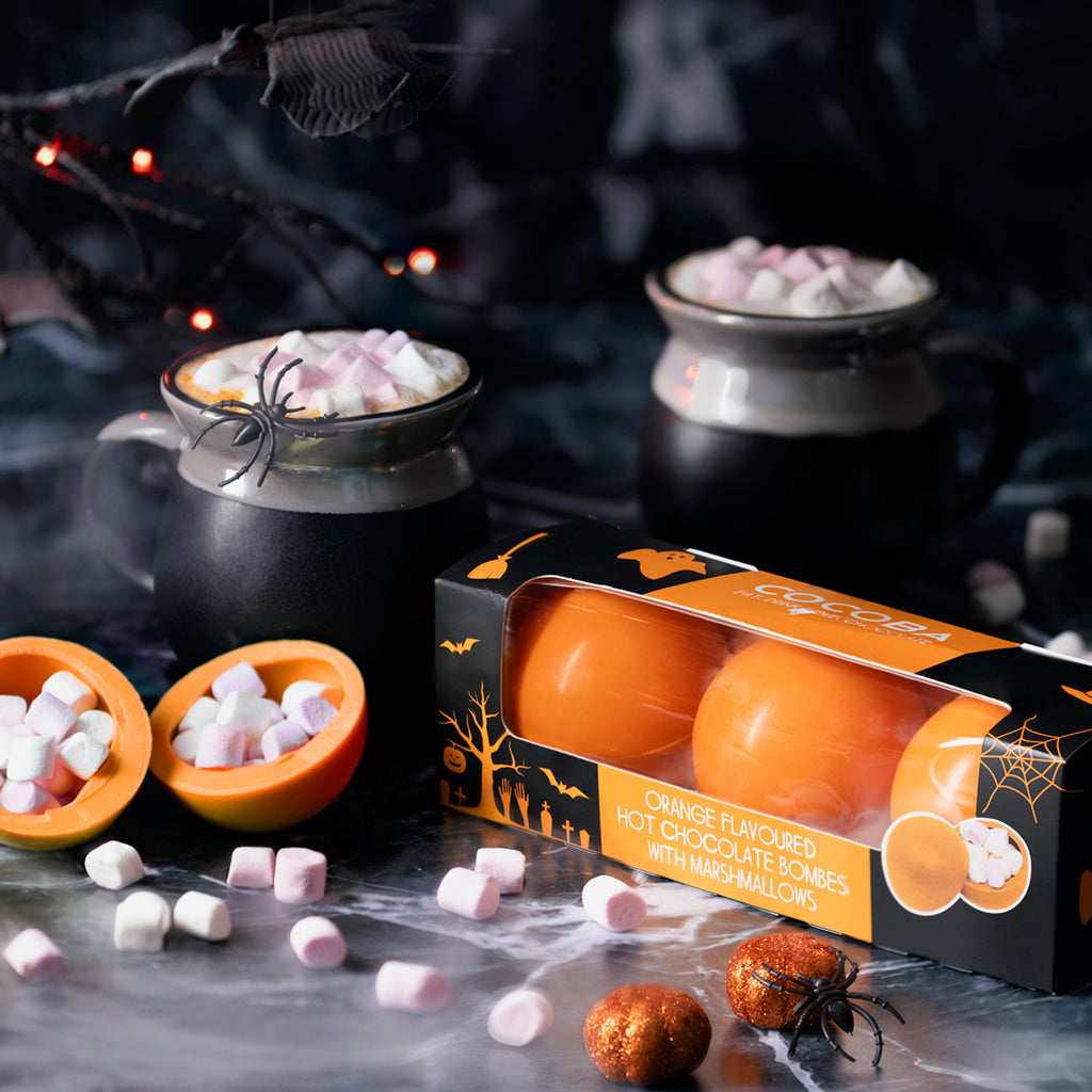 Orange Hot Chocolate Bombs for Halloween