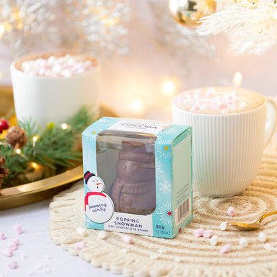 Popping Candy Snowman Hot Chocolate Bombe with Mini Marshmallows