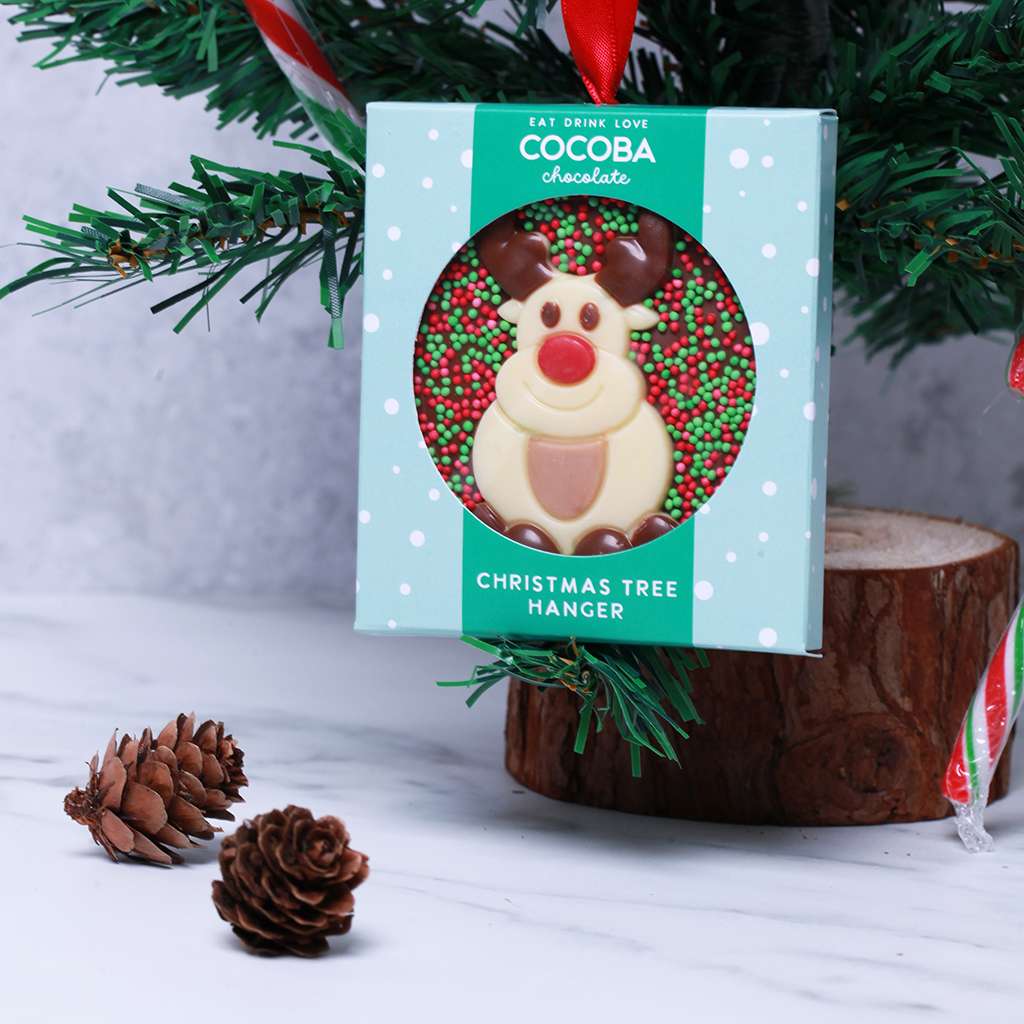 Reindeer Milk Chocolate Christmas Tree Hanger_Christmas scene