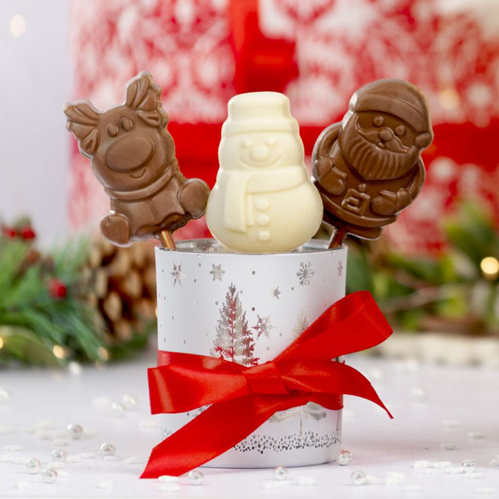 Christmas Chocolate Reindeer, Snowman and Santa Lollipops for Kids