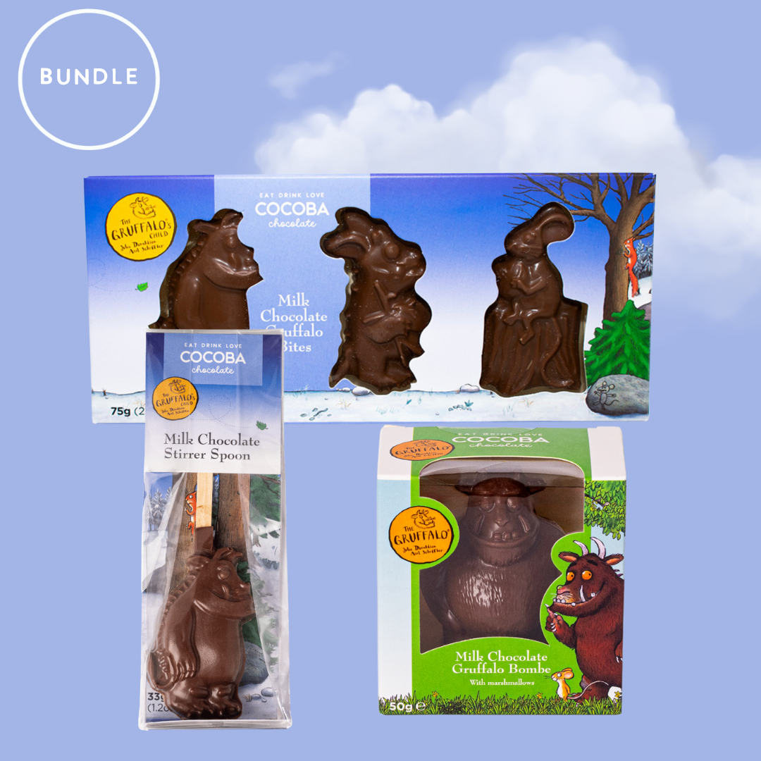 Gruffalo Chocolare Bites, Gruffalo Hot Chocolate Stirrer, Gruffalo Hot Chocolate Bombe