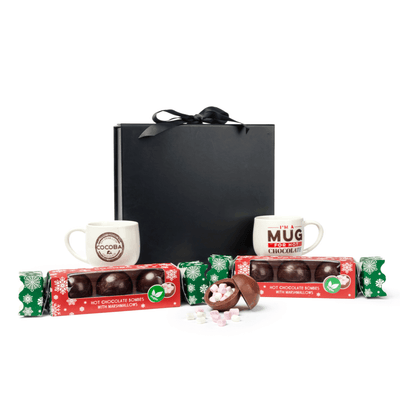Vegan Christmas Cracker Gift Set with black gift box. 