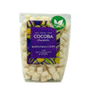 Bag of vegan mini white marshmallows, in a clear bag with a Cocoba Chocolate label.