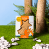 Zog Golden Star Chocolate Bar on a green woodland background. 