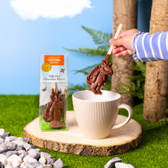 Zog shaped Milk Chocolate Hot Chocolate Stirrer