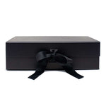Black gift box with magnetic close and grosgrain ribbon 