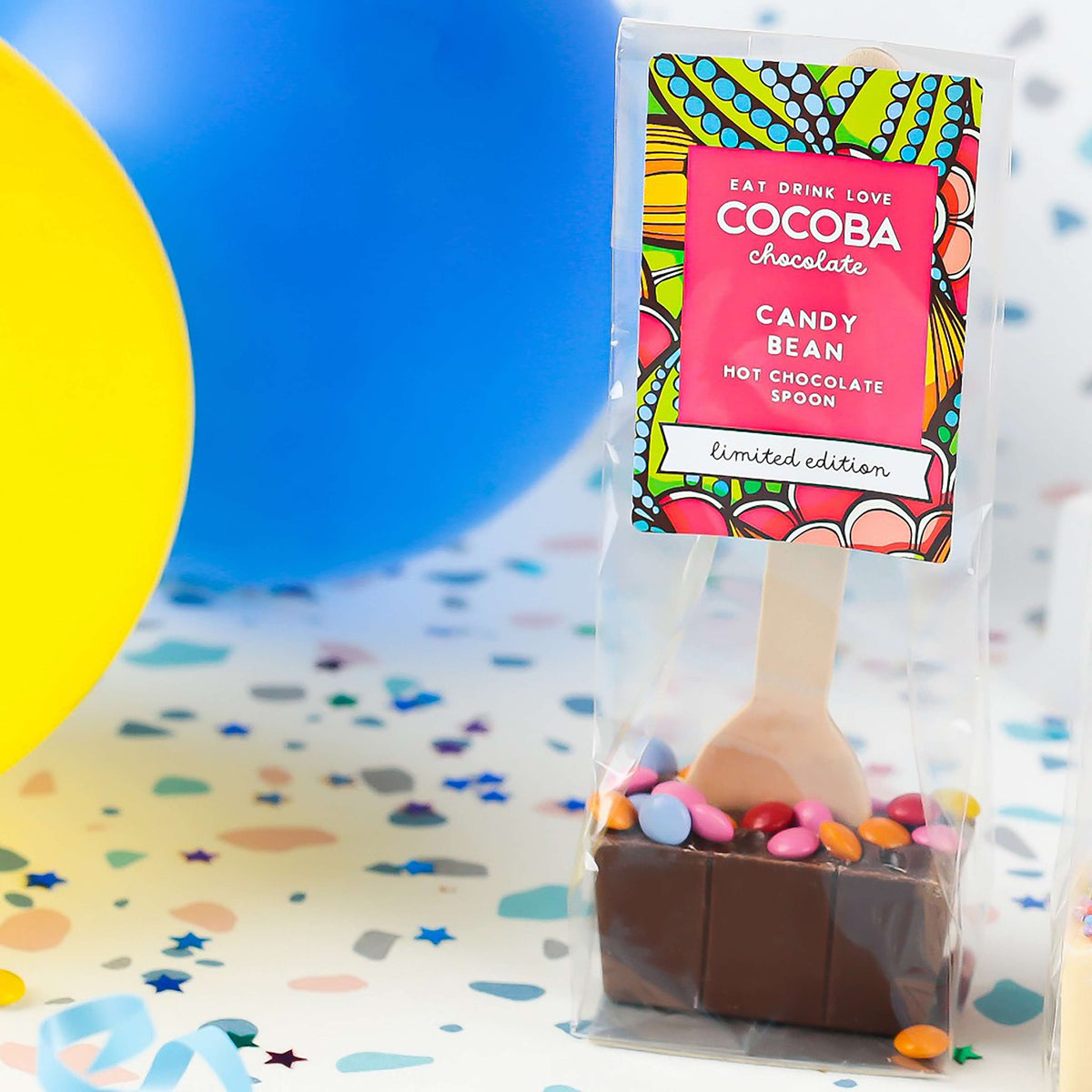 Milk Hot Chocolate Spoon with Chocolate Candy Beans