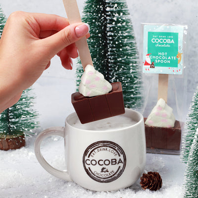 Milk Hot Chocolate Spoon with Christmas Tree Marshmallow