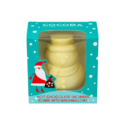 Christmas Snowman Hot Chocolate Bombe with Mini Marshmallows Wrapped 