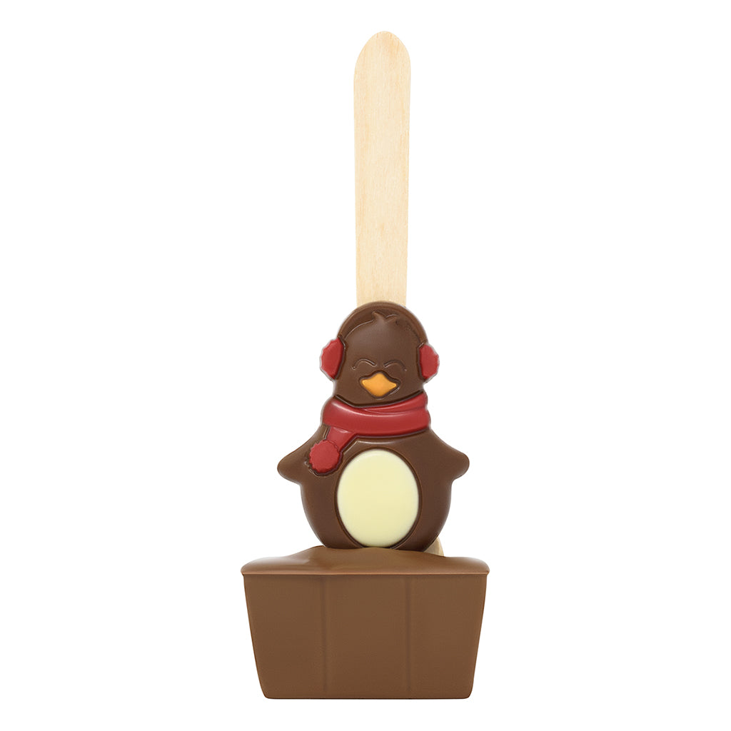 Christmas Penguin Milk Chocolate Hot Chocolate Spoon_Red