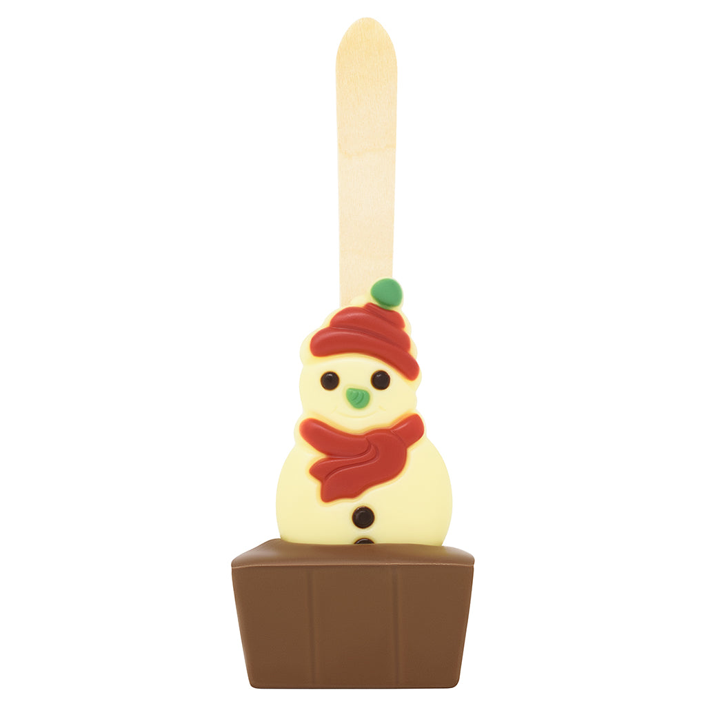 Christmas Snowman Milk Chocolate Hot Chocolate Spoon_Red