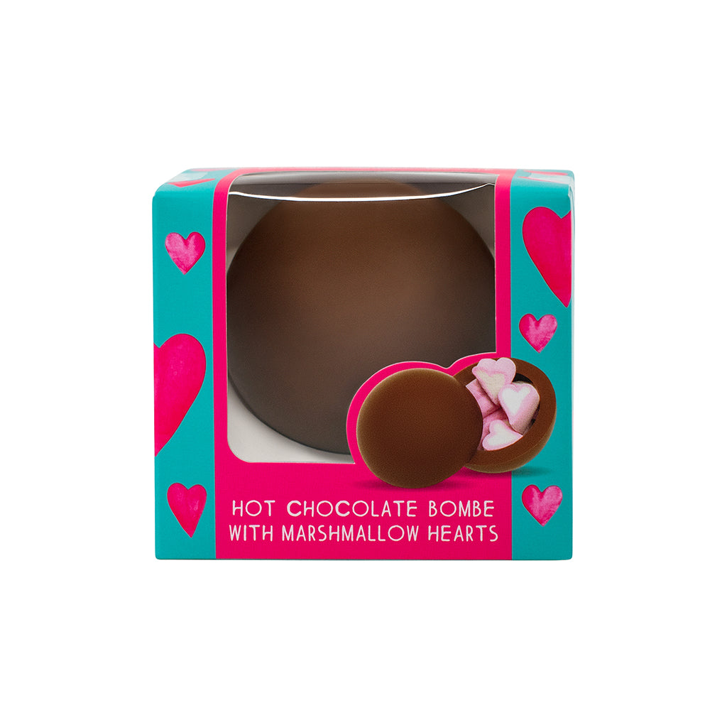 Hot Chocolate Bombe with Heart Marshmallows Wrapped (single)
