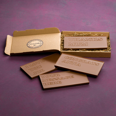 personalised engraved chocolate bar boxed 