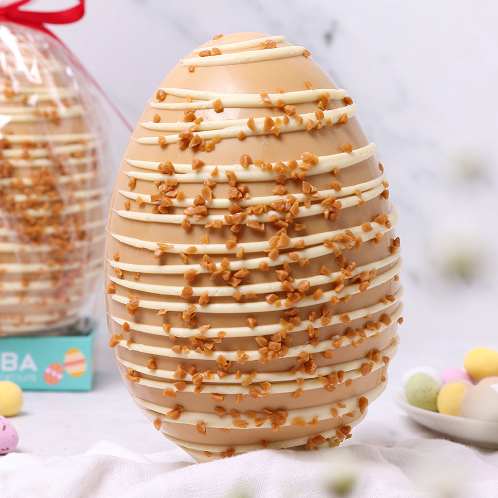 Golden Caramel Chocolate Easter Egg with Caramel Pieces