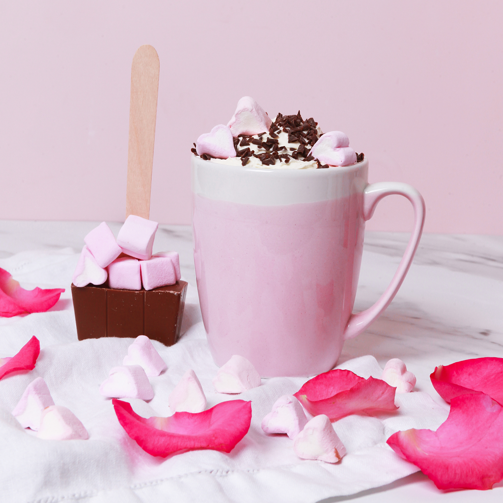 Milk Hot Chocolate Spoon with Heart Marshmallows