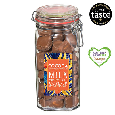 Cocoba Milk Chocolate Covered Honeycomb in Jar