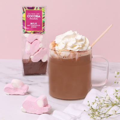 Milk Chocolate Hot Chocolate Stirrer with Easter Bunny Marshmallows