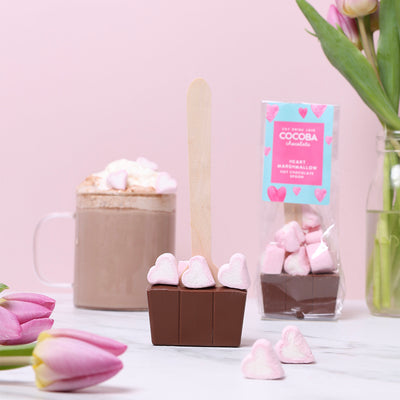 Milk Hot Chocolate Spoon with Heart Marshmallows