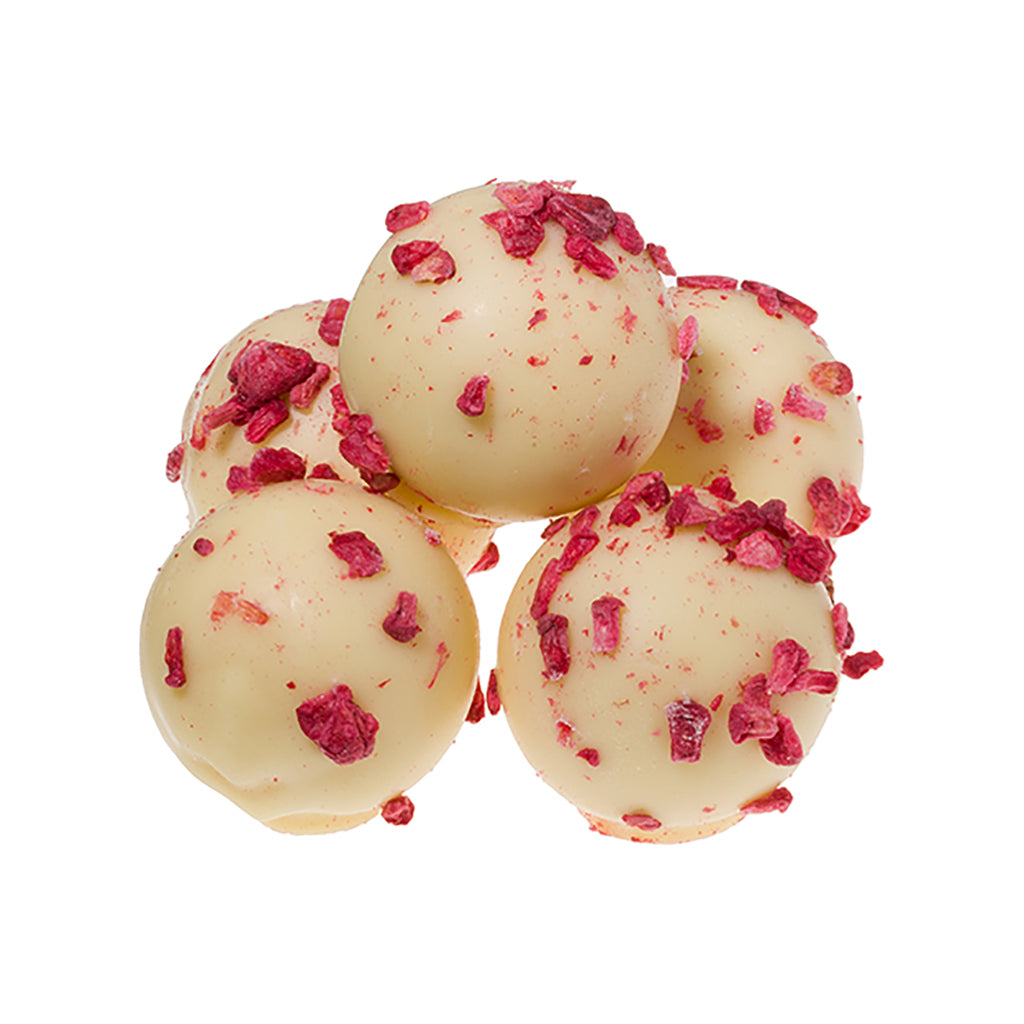 Raspberry and Champagne White Chocolate Truffles