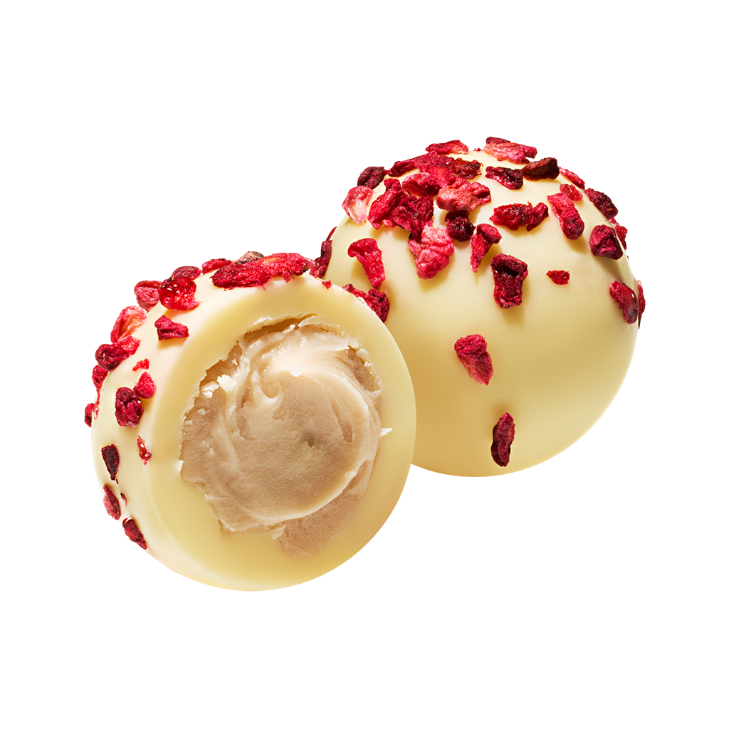 Raspberry and Champagne White Chocolate Truffles_open