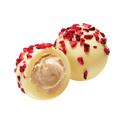 Raspberry and Champagne White Chocolate Truffles_open