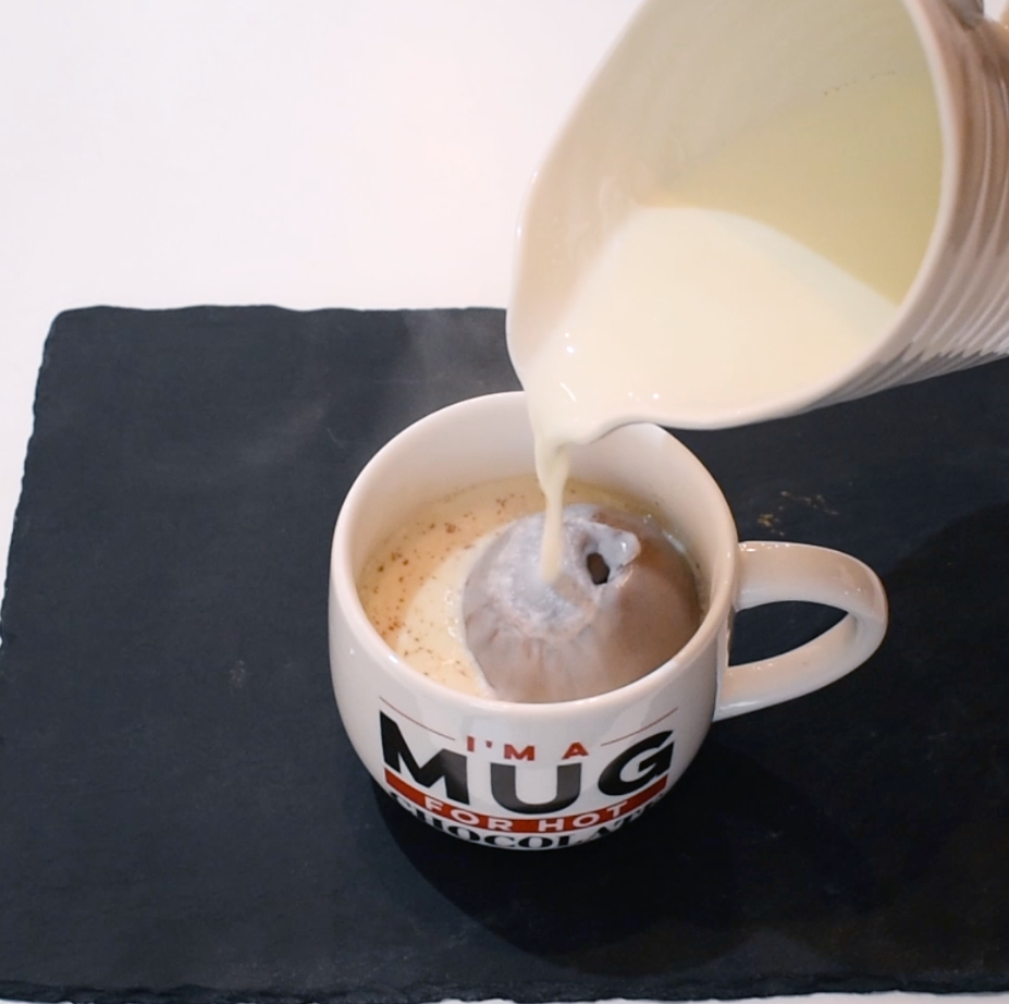 Hot Chocolate Bombe with Marshmallows Melting