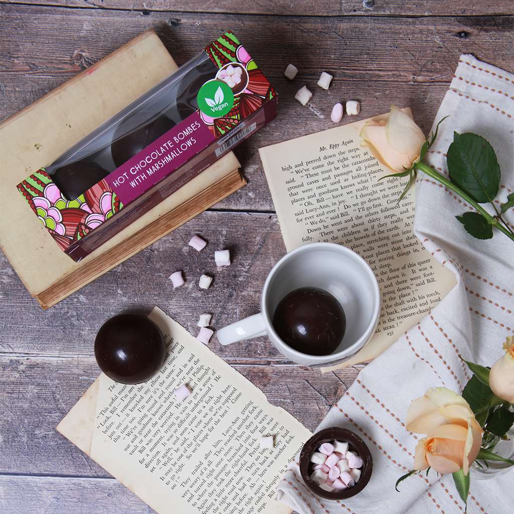 Vegan Dark Chocolate Hot Chocolate Bombe with Marshmallows