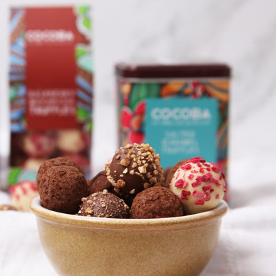 Raspberry & Marc de Champagne Truffles in Bowl